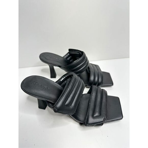 Abound Shoes - Abound Shoes Womens Size 6 Qarly Heeled Black Square Toe Slip On Sandals‎